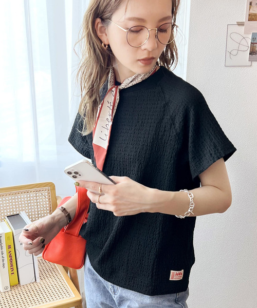 Java（ジャバ）の「《JaVa ジャバコラボ》大人仕様。ぽこぽこ素材のラグランスリーブTee（Tシャツ/カットソー・レディース・ホワイト/ブラック/ベージュ/グリーン/モカ/グリーン系その他/アイボリー/グレイッシュベージュ/イエロー・MEDIUM/LARGE/X-LARGE/XX-LARGE/SMALL）」の10枚目の写真