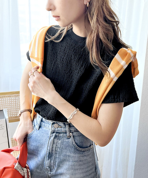 Java（ジャバ）の「《JaVa ジャバコラボ》大人仕様。ぽこぽこ素材のラグランスリーブTee（Tシャツ/カットソー・レディース・ホワイト/ブラック/ベージュ/グリーン/モカ/グリーン系その他/アイボリー/グレイッシュベージュ/イエロー・MEDIUM/LARGE/X-LARGE/XX-LARGE/SMALL）」の11枚目の写真