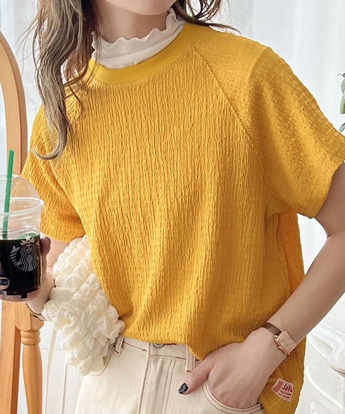 Java（ジャバ）の「《JaVa ジャバコラボ》大人仕様。ぽこぽこ素材のラグランスリーブTee（Tシャツ/カットソー・レディース・ホワイト/ブラック/ベージュ/グリーン/モカ/グリーン系その他/アイボリー/グレイッシュベージュ/イエロー・MEDIUM/LARGE/X-LARGE/XX-LARGE/SMALL）」の14枚目の写真