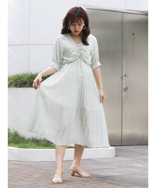 dazzlin（ダズリン）の「ベビーフラワープリーツワンピース（ワンピース・レディース・オフホワイト/グリーン/ブルー・FREE）」の6枚目の写真