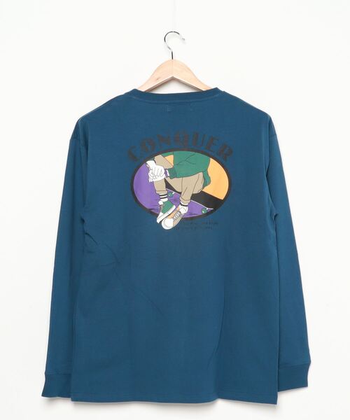 Lazar(ラザル)の「バックプリント イラスト グラフィック USAコットン ロングスリーブTシャツ(Tシャツ/カットソー・メンズ・ホワイト/ベージュ/ブルー/ホワイト系その他/ブラック/パープル・M/L)」の17枚目の写真