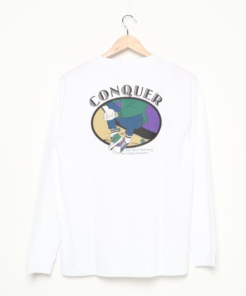 Lazar(ラザル)の「バックプリント イラスト グラフィック USAコットン ロングスリーブTシャツ(Tシャツ/カットソー・メンズ・ホワイト/ベージュ/ブルー/ホワイト系その他/ブラック/パープル・M/L)」の7枚目の写真