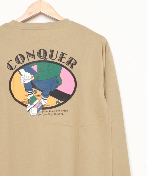 Lazar(ラザル)の「バックプリント イラスト グラフィック USAコットン ロングスリーブTシャツ(Tシャツ/カットソー・メンズ・ホワイト/ベージュ/ブルー/ホワイト系その他/ブラック/パープル・M/L)」の4枚目の写真