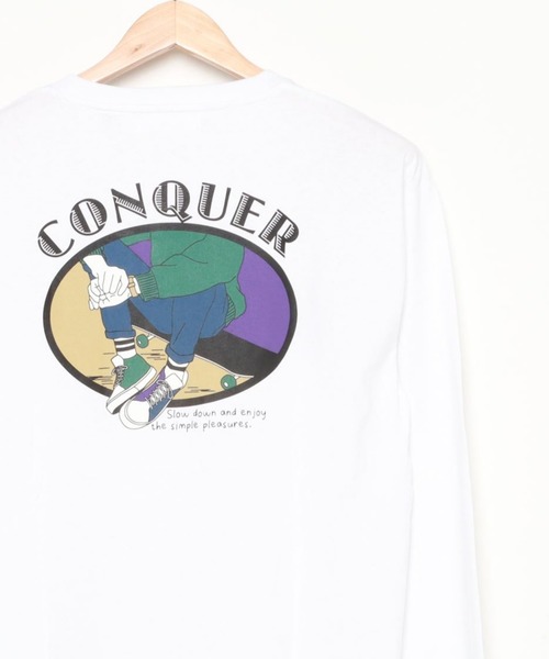 Lazar(ラザル)の「バックプリント イラスト グラフィック USAコットン ロングスリーブTシャツ(Tシャツ/カットソー・メンズ・ホワイト/ベージュ/ブルー/ホワイト系その他/ブラック/パープル・M/L)」の2枚目の写真
