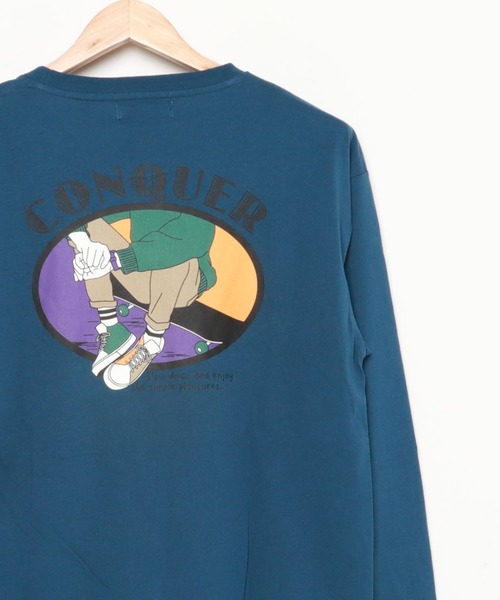 Lazar(ラザル)の「バックプリント イラスト グラフィック USAコットン ロングスリーブTシャツ(Tシャツ/カットソー・メンズ・ホワイト/ベージュ/ブルー/ホワイト系その他/ブラック/パープル・M/L)」の5枚目の写真