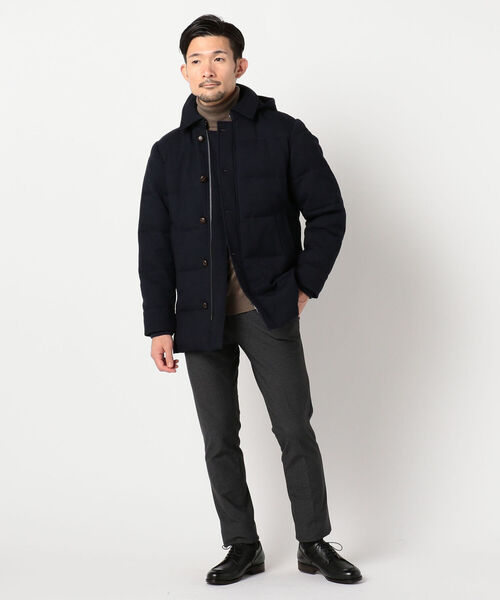 GLOSTER（グロスター）の「フード付き インサレーションダウンジャケット（ダウンジャケット/コート・メンズ・ネイビー/ベージュ/ブルー・LARGE/SMALL/MEDIUM/X-LARGE）」の5枚目の写真