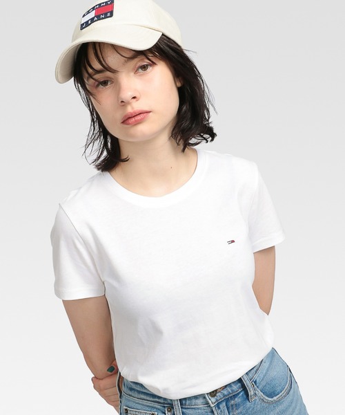 tommy jeans（トミー ジーンズ）の「ワンポイントクルーネックTシャツ（Tシャツ/カットソー・レディース・ホワイト/ネイビー/ブラック・MEDIUM/SMALL/X-SMALL）」の10枚目の写真