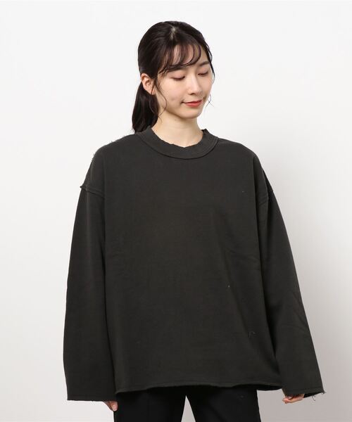 KOBE LETTUCE（コウベレタス）の「[ USAコットン裏起毛 ]ダメージトップス（Tシャツ/カットソー・レディース・ブルー/モカ/ホワイト系その他/ブラック系その他・FREE）」の3枚目の写真