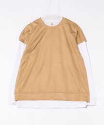 《※セット商品》ビッグノースリーブアンサンブル - スエードタッチノースリーブ＆ロングスリーブカットソー