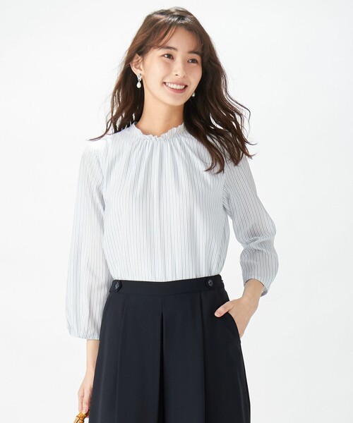 J.PRESS(ジェイプレス)の「カチオンストライプ カットソー(Tシャツ/カットソー・レディース・ライトグリーン系1/ライラック系1/ネイビー系1/ホワイト系1・T13/T15)」の3枚目の写真
