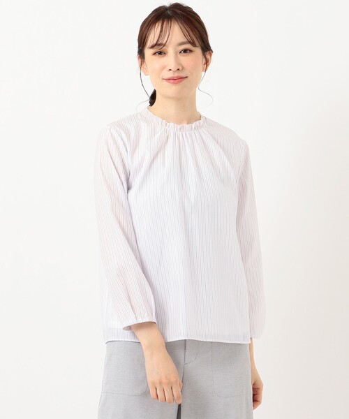 J.PRESS(ジェイプレス)の「カチオンストライプ カットソー(Tシャツ/カットソー・レディース・ライトグリーン系1/ライラック系1/ネイビー系1/ホワイト系1・T13/T15)」の10枚目の写真