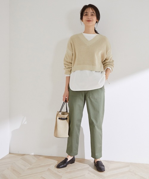 MADEMOISELLE ROPE'（マドモアゼル ロペ）の「【WEB限定】Vネックニット＆ティアードシャツワンピースセット（2点セット）（ワンピース・レディース・ブラック/ベージュ・38）」の5枚目の写真