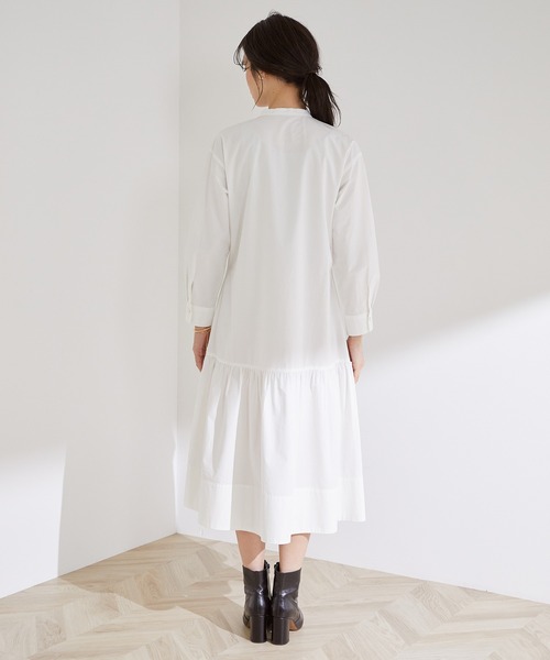 MADEMOISELLE ROPE'（マドモアゼル ロペ）の「【WEB限定】Vネックニット＆ティアードシャツワンピースセット（2点セット）（ワンピース・レディース・ブラック/ベージュ・38）」の14枚目の写真