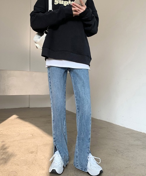 ABITOKYO（アビトーキョー）の「サイドスリットセミフレアデニムパンツ（デニムパンツ・レディース・ブラック/ブルー/アイボリー・S/M/L）」の17枚目の写真