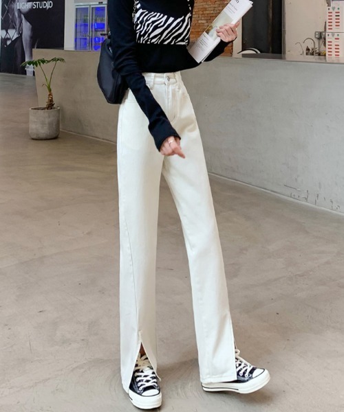 ABITOKYO（アビトーキョー）の「サイドスリットセミフレアデニムパンツ（デニムパンツ・レディース・ブラック/ブルー/アイボリー・S/M/L）」の19枚目の写真