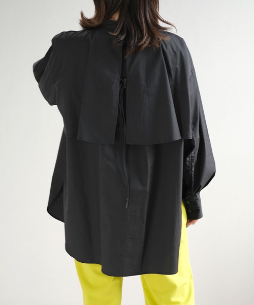 ＡＮＤＪ（アンドジェイ）の「ブロードフライヨークブラウス　ビッグカラーシャツ　ストライプシャツ（シャツ/ブラウス・レディース・ライトブルー/ブラック/ホワイト/ストライプ・M）」の2枚目の写真