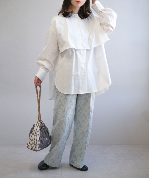 ＡＮＤＪ（アンドジェイ）の「ブロードフライヨークブラウス　ビッグカラーシャツ　ストライプシャツ（シャツ/ブラウス・レディース・ライトブルー/ブラック/ホワイト/ストライプ・M）」の13枚目の写真