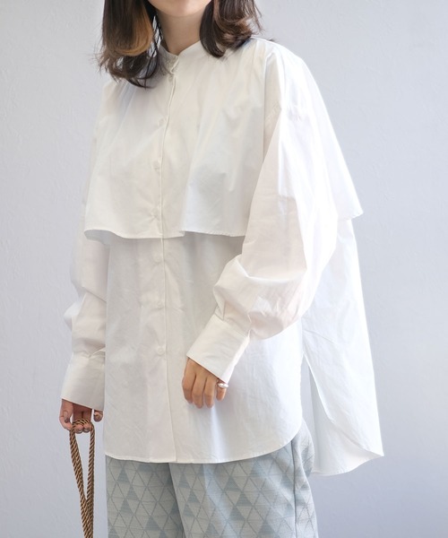 ＡＮＤＪ（アンドジェイ）の「ブロードフライヨークブラウス　ビッグカラーシャツ　ストライプシャツ（シャツ/ブラウス・レディース・ライトブルー/ブラック/ホワイト/ストライプ・M）」の9枚目の写真