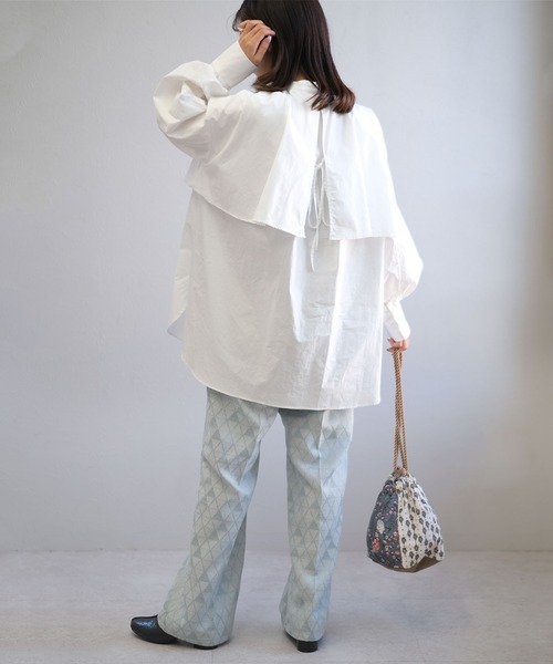 ＡＮＤＪ（アンドジェイ）の「ブロードフライヨークブラウス　ビッグカラーシャツ　ストライプシャツ（シャツ/ブラウス・レディース・ライトブルー/ブラック/ホワイト/ストライプ・M）」の21枚目の写真