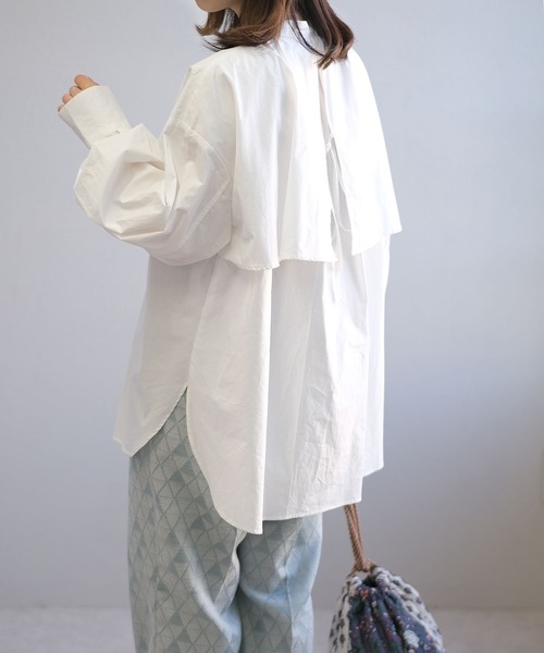 ＡＮＤＪ（アンドジェイ）の「ブロードフライヨークブラウス　ビッグカラーシャツ　ストライプシャツ（シャツ/ブラウス・レディース・ライトブルー/ブラック/ホワイト/ストライプ・M）」の17枚目の写真