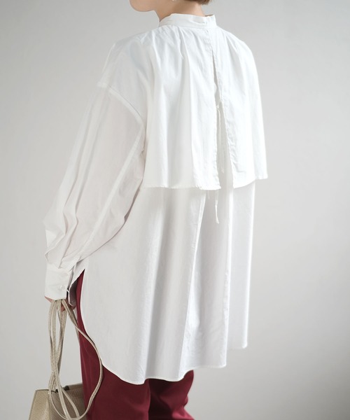 ＡＮＤＪ（アンドジェイ）の「ブロードフライヨークブラウス　ビッグカラーシャツ　ストライプシャツ（シャツ/ブラウス・レディース・ライトブルー/ブラック/ホワイト/ストライプ・M）」の5枚目の写真