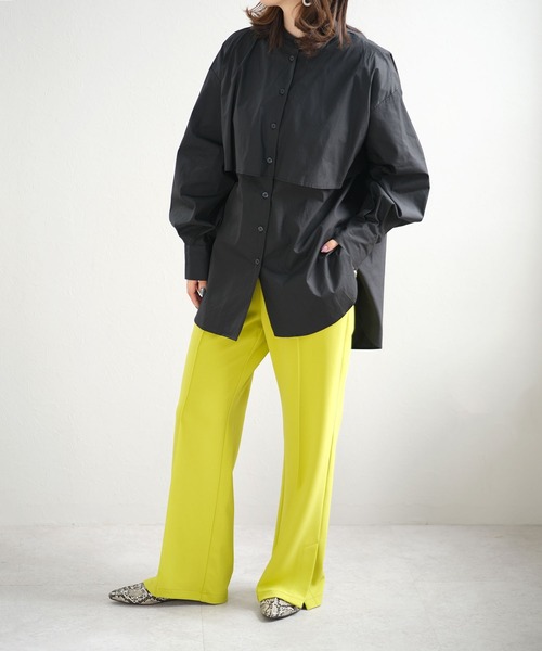 ＡＮＤＪ（アンドジェイ）の「ブロードフライヨークブラウス　ビッグカラーシャツ　ストライプシャツ（シャツ/ブラウス・レディース・ライトブルー/ブラック/ホワイト/ストライプ・M）」の14枚目の写真