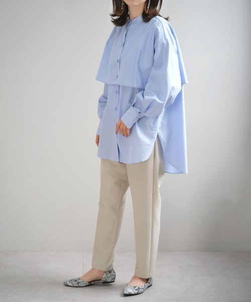 ＡＮＤＪ（アンドジェイ）の「ブロードフライヨークブラウス　ビッグカラーシャツ　ストライプシャツ（シャツ/ブラウス・レディース・ライトブルー/ブラック/ホワイト/ストライプ・M）」の15枚目の写真