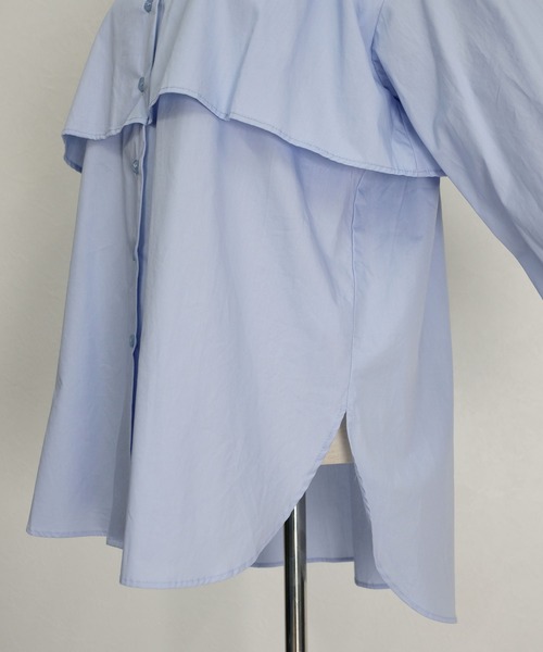 ＡＮＤＪ（アンドジェイ）の「ブロードフライヨークブラウス　ビッグカラーシャツ　ストライプシャツ（シャツ/ブラウス・レディース・ライトブルー/ブラック/ホワイト/ストライプ・M）」の8枚目の写真