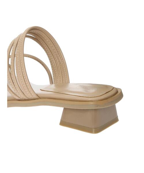 Green　Parks（グリーンパークス）の「台形ヒールナローストラップサンダル＊（サンダル・レディース・ブルー/ベージュ・MEDIUM/SMALL/LARGE）」の11枚目の写真