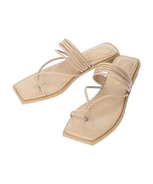 Green　Parks（グリーンパークス）の「台形ヒールナローストラップサンダル＊（サンダル・レディース・ブルー/ベージュ・MEDIUM/SMALL/LARGE）」の6枚目の写真