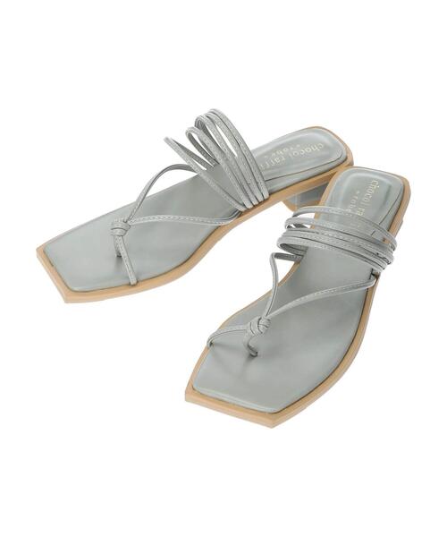 Green　Parks（グリーンパークス）の「台形ヒールナローストラップサンダル＊（サンダル・レディース・ブルー/ベージュ・MEDIUM/SMALL/LARGE）」の7枚目の写真