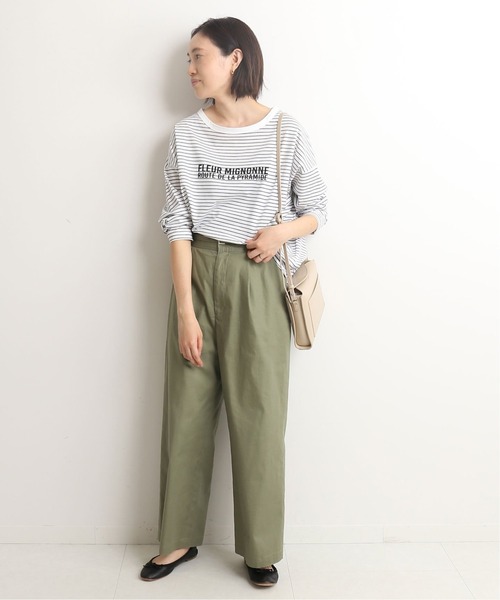 SLOBE IENA(スローブイエナ)の「ベルテッドタックパンツ【手洗い可能】◆(その他パンツ・レディース・カーキ/ベージュ/ネイビー・38/40/36)」の6枚目の写真