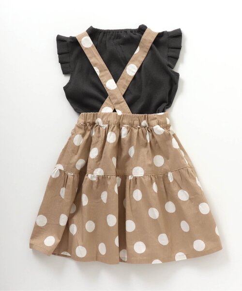 BREEZE（ブリーズ）の「2Pティアードジャンパースカート（ジャンパースカート・キッズ・ベージュ/インディゴブルー・90/100/110/120/80/130/140）」の3枚目の写真