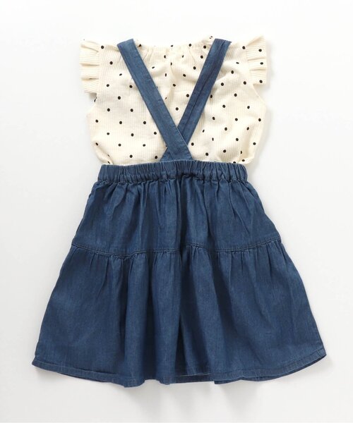 BREEZE（ブリーズ）の「2Pティアードジャンパースカート（ジャンパースカート・キッズ・ベージュ/インディゴブルー・90/100/110/120/80/130/140）」の4枚目の写真