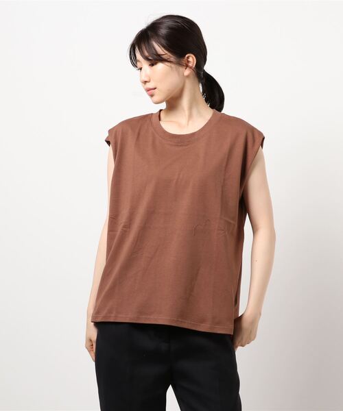 チチカカ（チチカカ）の「バックネック刺繍Ｔシャツ（Tシャツ/カットソー・レディース・ネイビー/ブラウン/オフホワイト・FREE）」の20枚目の写真