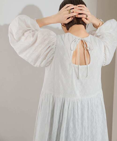 KBF（ケイビーエフ）の「ジャガードボリュームワンピース（ワンピース・レディース・ホワイト/グリーン/チャコールグレー・ONE）」の11枚目の写真