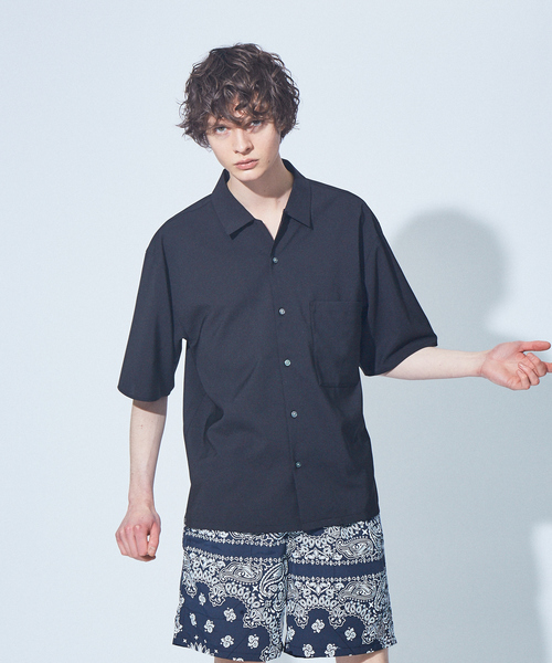 MYSELF ABAHOUSE(マイセルフアバハウス)の「【MYSELF ABAHOUSE】POLYTOROTEX オープンカラー シャツ(シャツ/ブラウス・メンズ・ベージュ/グレー/ライトブラウン/ブルー/ブラック・46/48)」の2枚目の写真