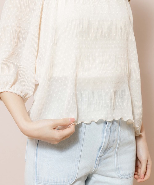 flower（フラワー）の「クリアネスドットブラウス（シャツ/ブラウス・レディース・アイボリー/ブルー・FREE）」の3枚目の写真