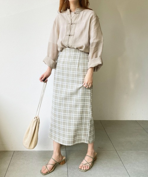 UNRELISH（アンレリッシュ）の「シアーチャイナシャツ（シャツ/ブラウス・レディース・グレイッシュベージュ/アイボリー・MEDIUM）」の16枚目の写真