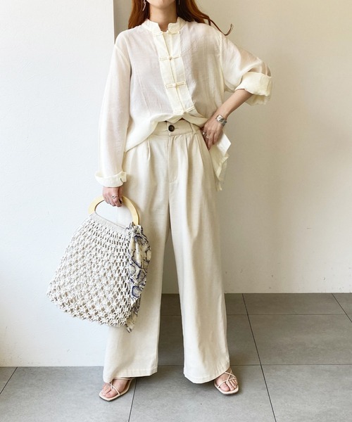 UNRELISH（アンレリッシュ）の「シアーチャイナシャツ（シャツ/ブラウス・レディース・グレイッシュベージュ/アイボリー・MEDIUM）」の15枚目の写真