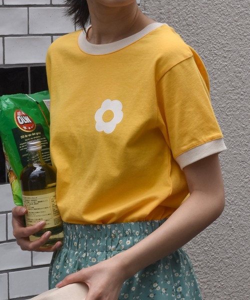 Alley by w closet(アリーバイダブルクローゼット)の「【Alley】フラワープリントリンガーTee(Tシャツ/カットソー・レディース・アイボリー/イエロー/グリーン/イエロー系その他/ブルー・FREE)」の5枚目の写真