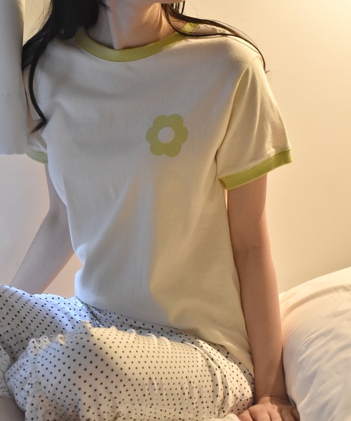 Alley by w closet(アリーバイダブルクローゼット)の「【Alley】フラワープリントリンガーTee(Tシャツ/カットソー・レディース・アイボリー/イエロー/グリーン/イエロー系その他/ブルー・FREE)」の13枚目の写真