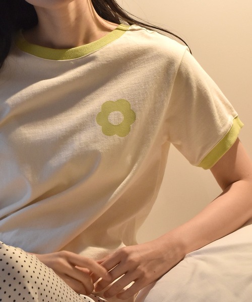 Alley by w closet(アリーバイダブルクローゼット)の「【Alley】フラワープリントリンガーTee(Tシャツ/カットソー・レディース・アイボリー/イエロー/グリーン/イエロー系その他/ブルー・FREE)」の15枚目の写真