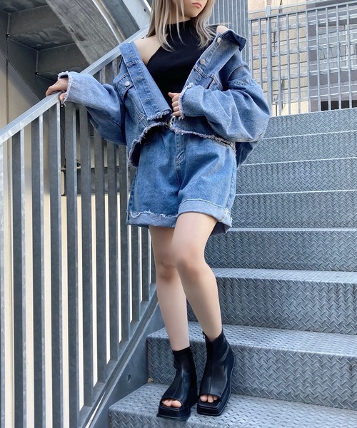 Figments（フィグメンツ）の「キュロットデニムショーパン（デニムパンツ・レディース・ブルー系その他・FREE）」の10枚目の写真