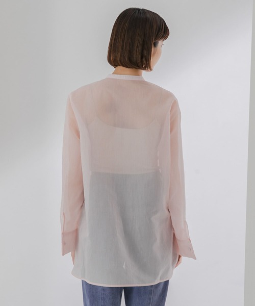 KBF(ケイビーエフ)の「ストライプシースルーシャツ(シャツ/ブラウス・レディース・オレンジ/ブルー/グリーン・ONE)」の15枚目の写真