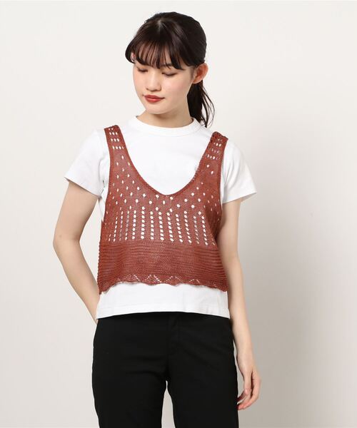 かぎ針風ニットビスチェ