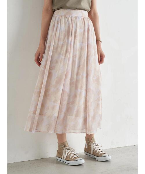 earth music&ecology（アースミュージックアンドエコロジー）の「シアーマーブルギャザースカート ＊（スカート・レディース・ライトグリーン/ブルー/ピンク・FREE）」の8枚目の写真