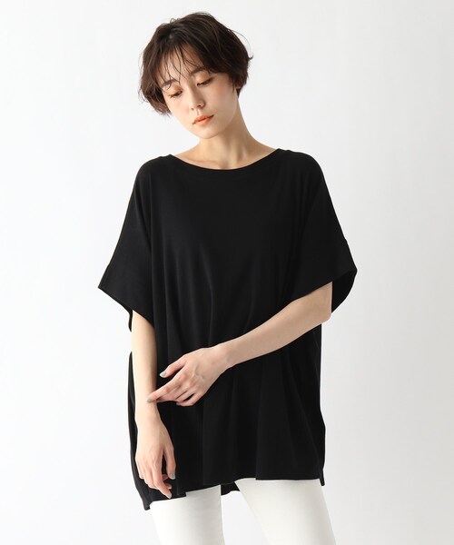 JET（ジェット）の「◆【ウォッシャブル】リネン混ポンチョ風プルオーバー（Tシャツ/カットソー・レディース・ホワイト系/ブラック/カーキ・04）」の2枚目の写真