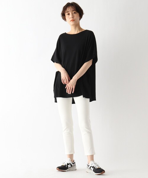 JET（ジェット）の「◆【ウォッシャブル】リネン混ポンチョ風プルオーバー（Tシャツ/カットソー・レディース・ホワイト系/ブラック/カーキ・04）」の10枚目の写真