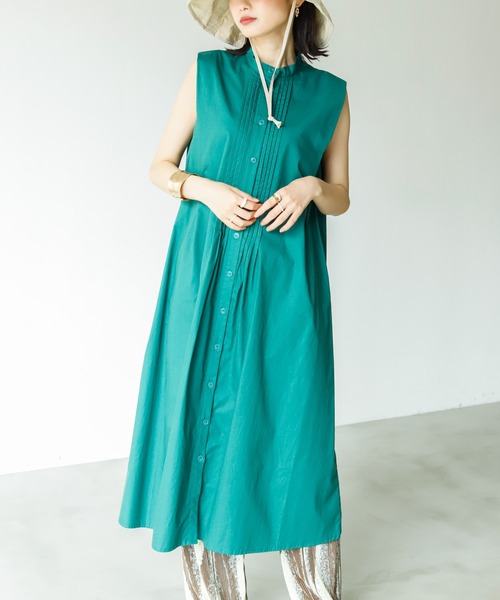 Birthday room（バースデイルーム）の「50ブロードタックノースリーブワンピース（ワンピース・レディース・ホワイト/ライトブルー/ブラック/グリーン・FREE）」の3枚目の写真